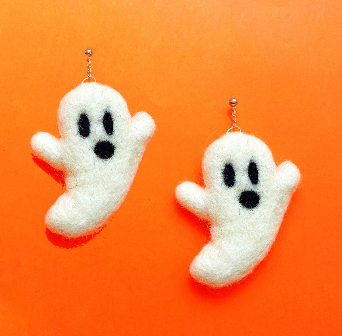 Ghost Wool Felt Drop Earrings