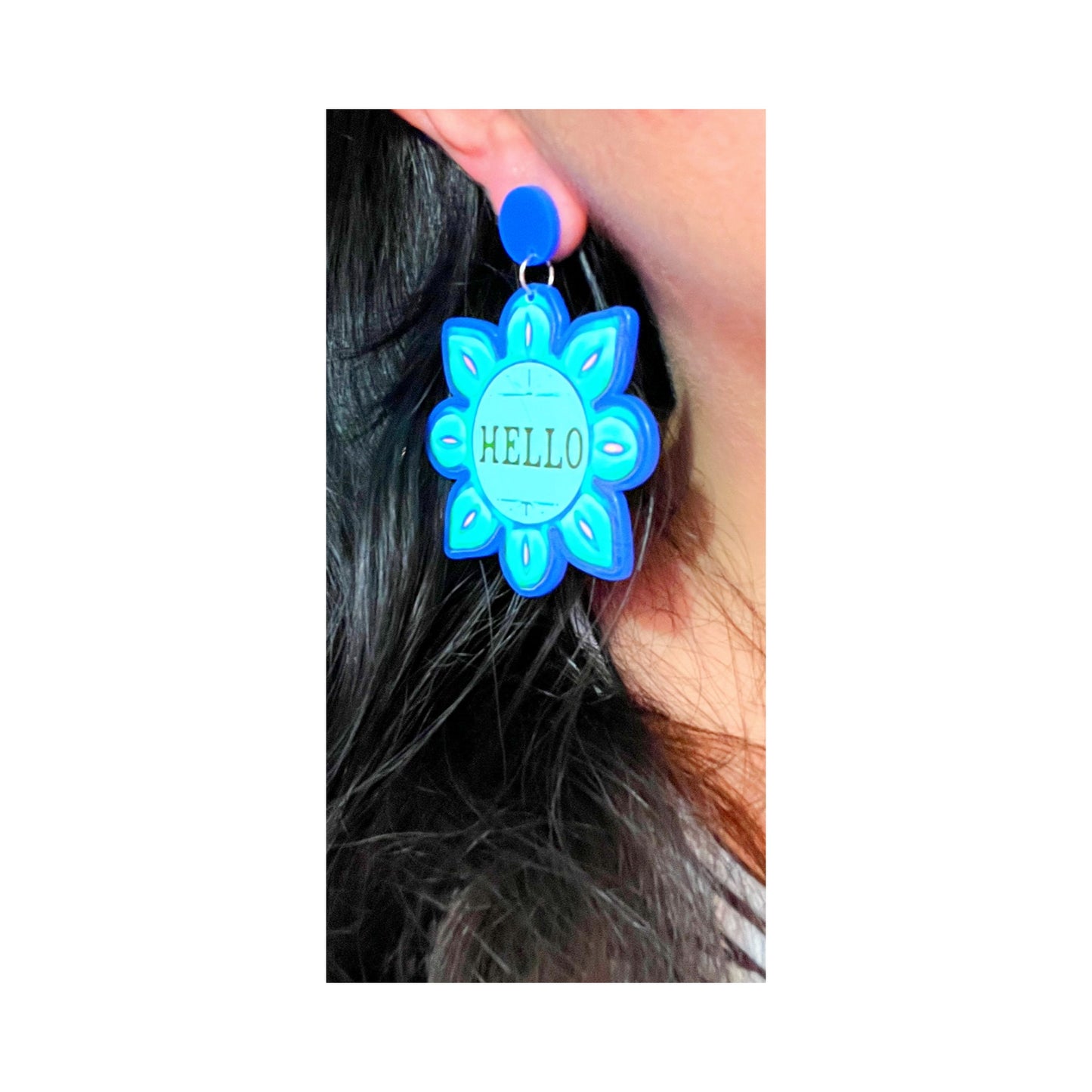 Hello Goodbye Pink & Blue Inspired Acrylic Drop Earrings