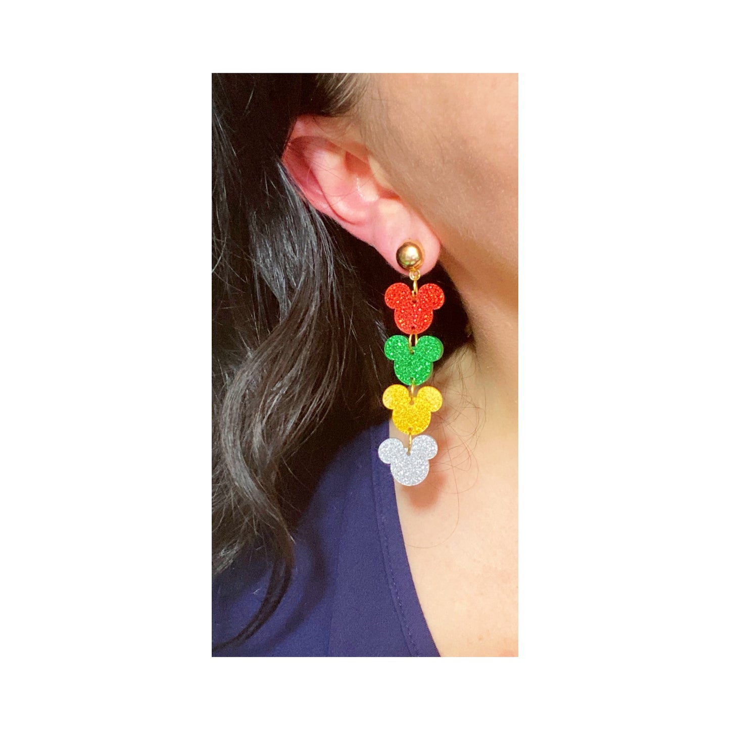 Holiday Sparkle Tiered Mouse Drop Earrings