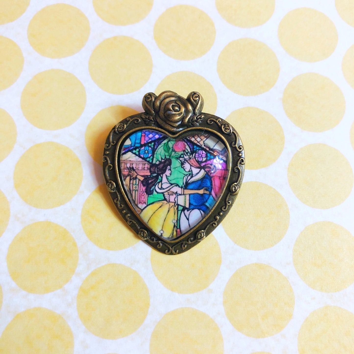 Belle & Prince Heart Stained Glass Brooch
