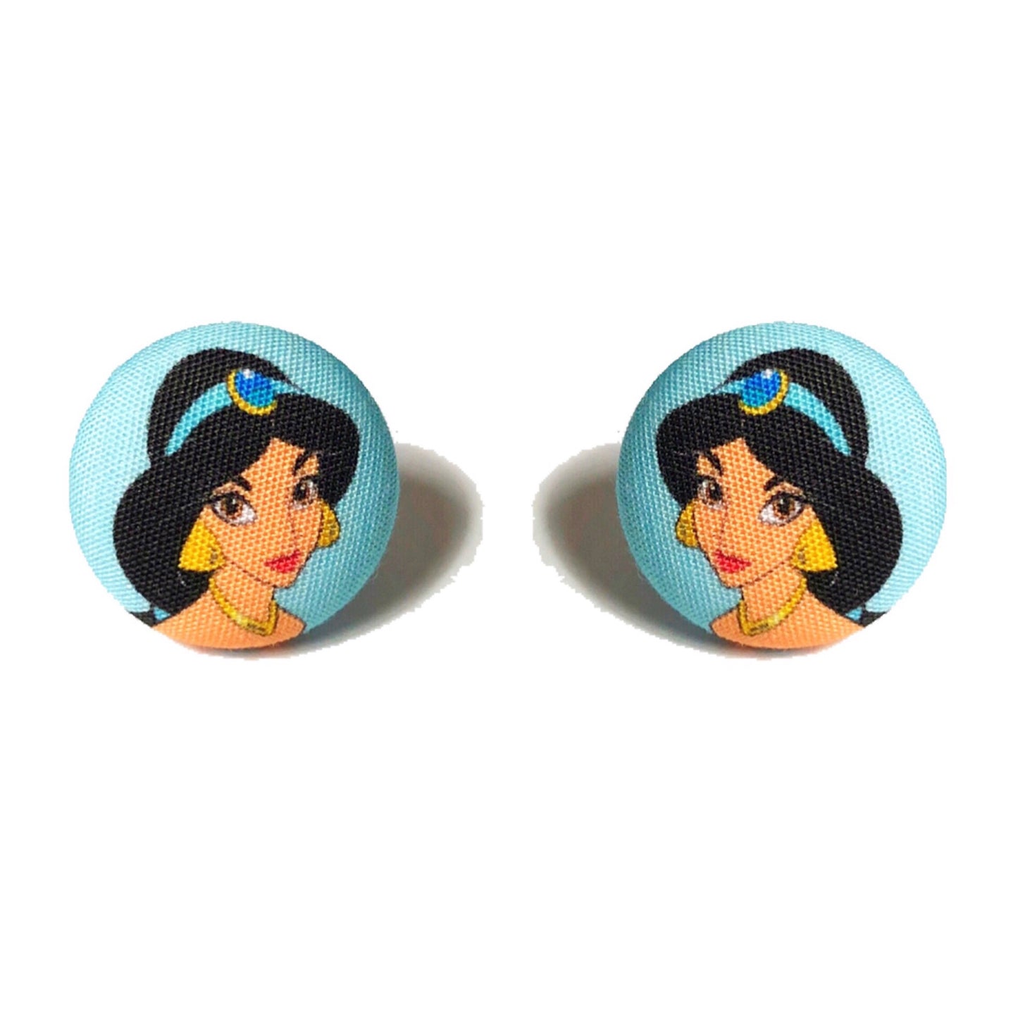 Jasmine Fabric Button Earrings