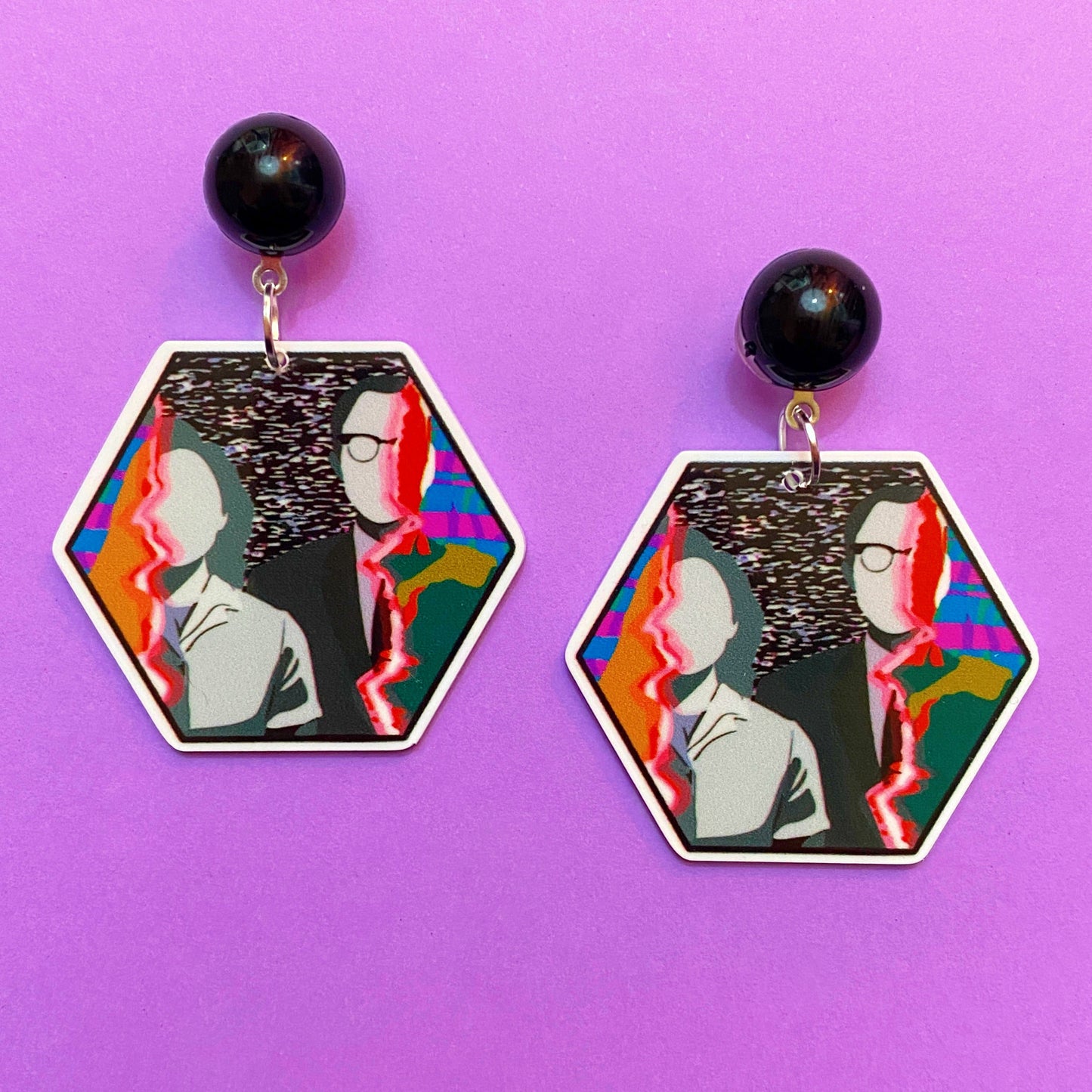 Wanda & Vision Hexagon Drop Earrings