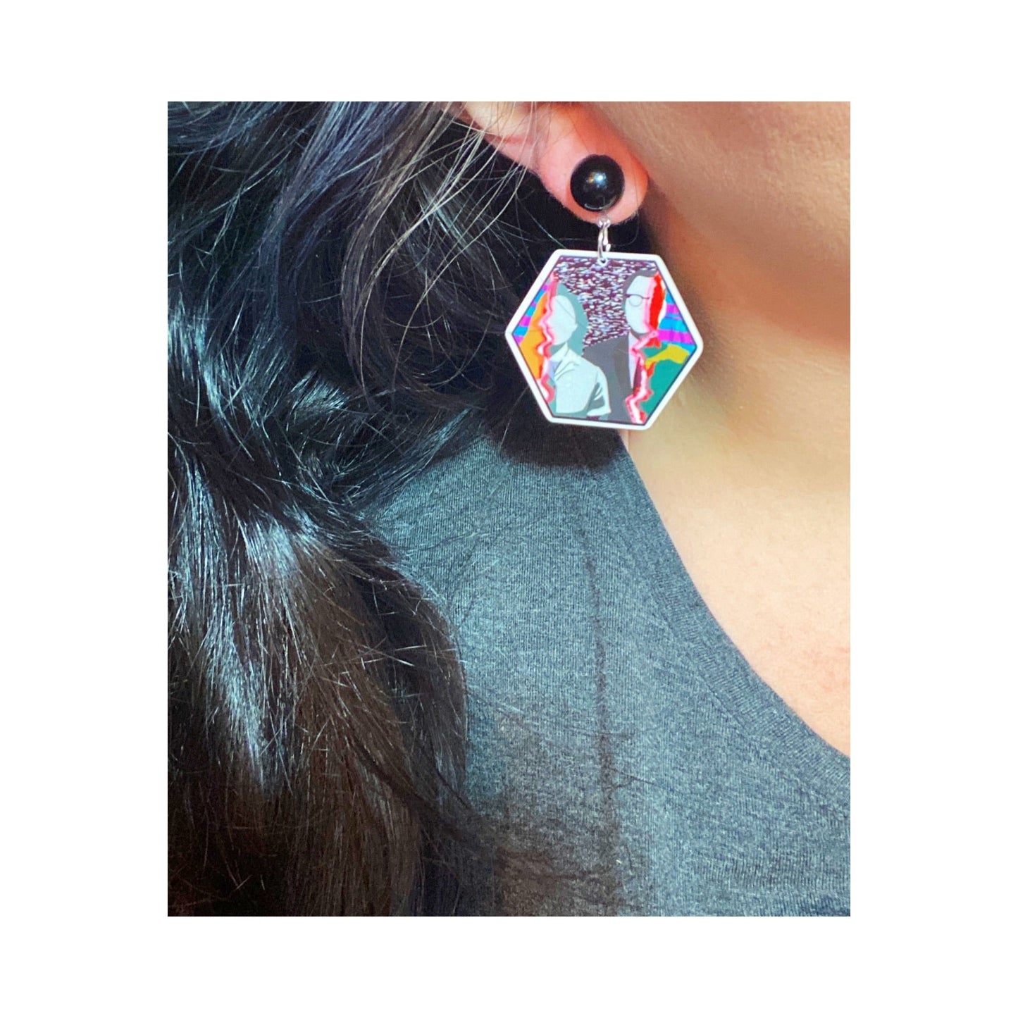Wanda & Vision Hexagon Drop Earrings