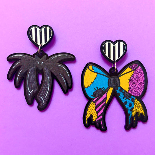 Nightmare Couple Bow Drop Earrings