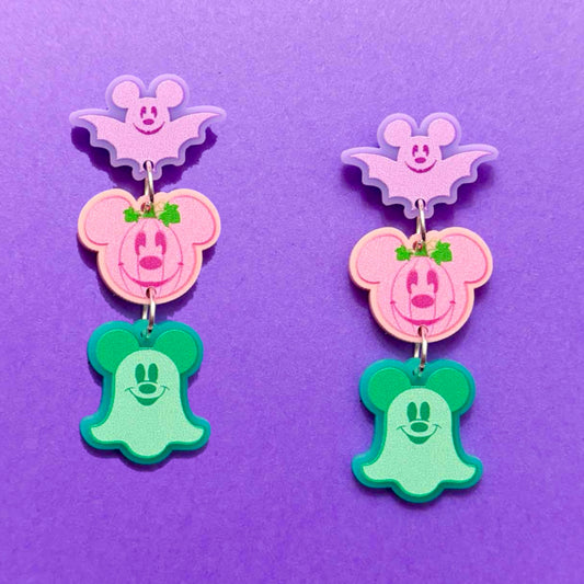 Pastel Mouse Halloween Tiered Drop Earrings