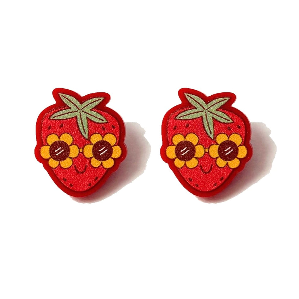 Groovy Summer Strawberry Post Earrings