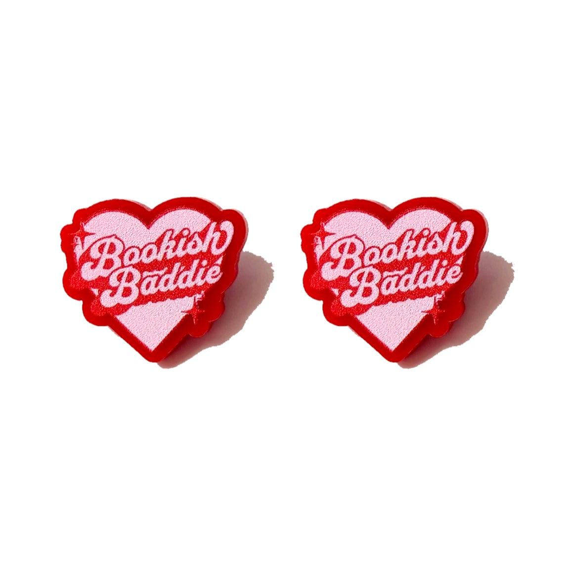 Bookish Baddie Heart Post Earrings