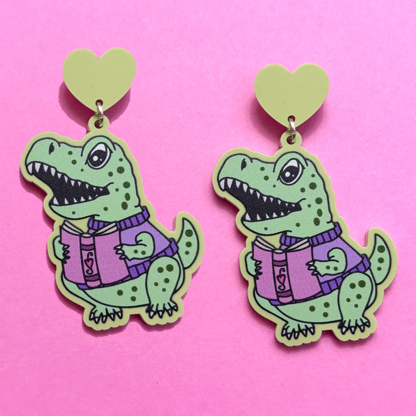 Bookish T. Rex Drop Earrings