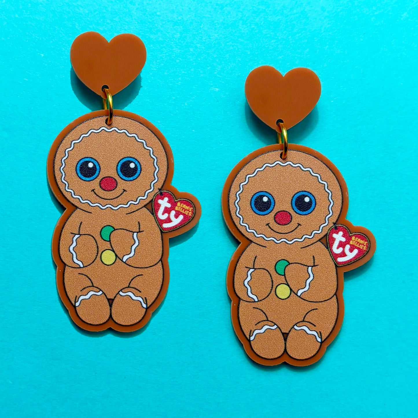 Gingerbread Beanie Drop Earrings