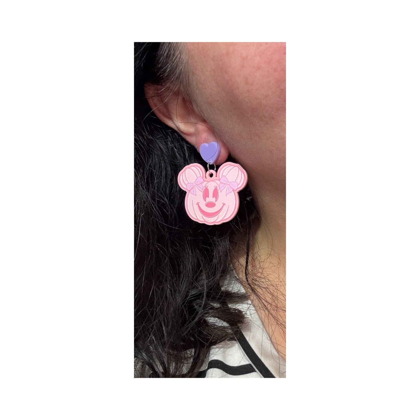 Pastel Coquette Mouse Pumpkin Drop Earrings