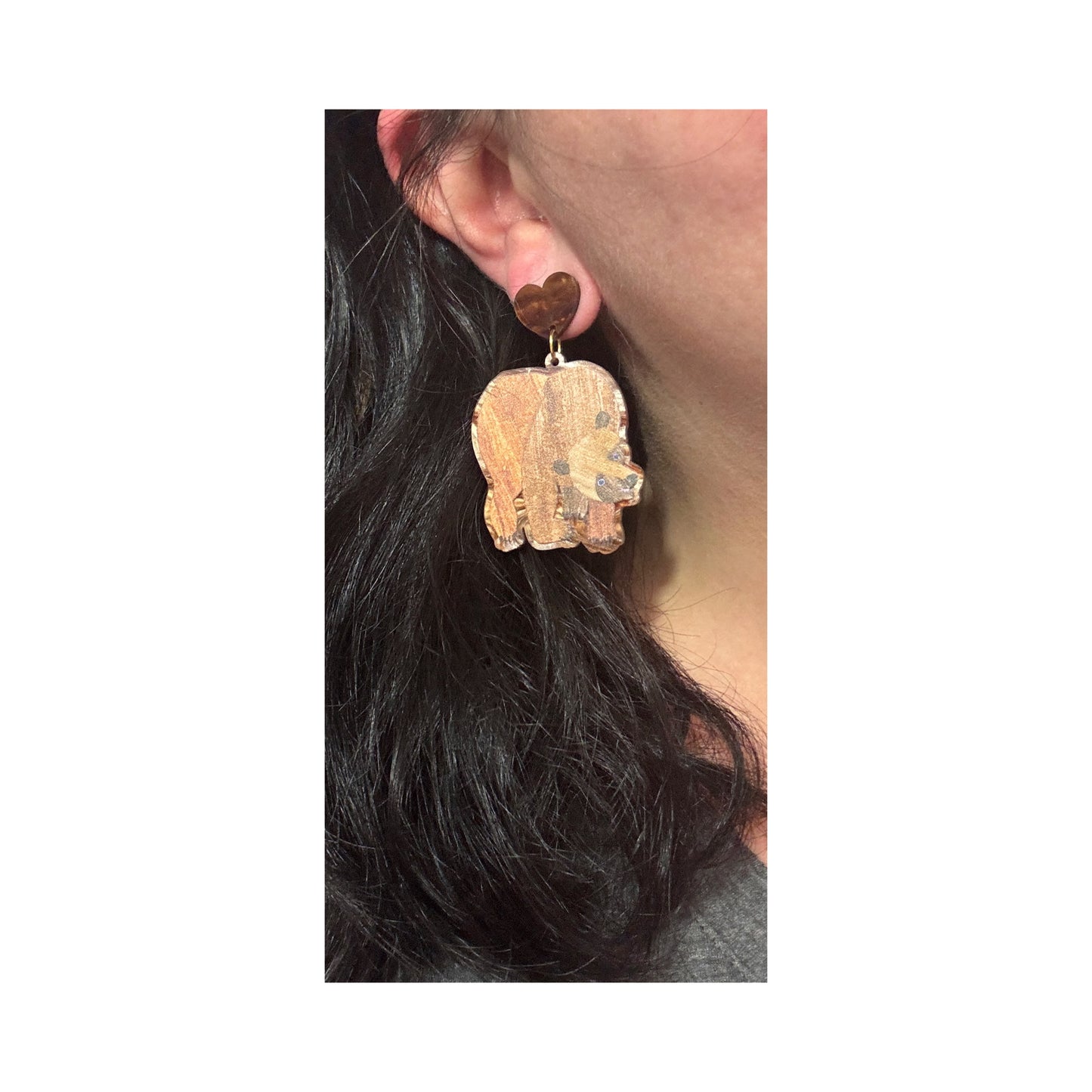 Brown Bear Drop Earrings