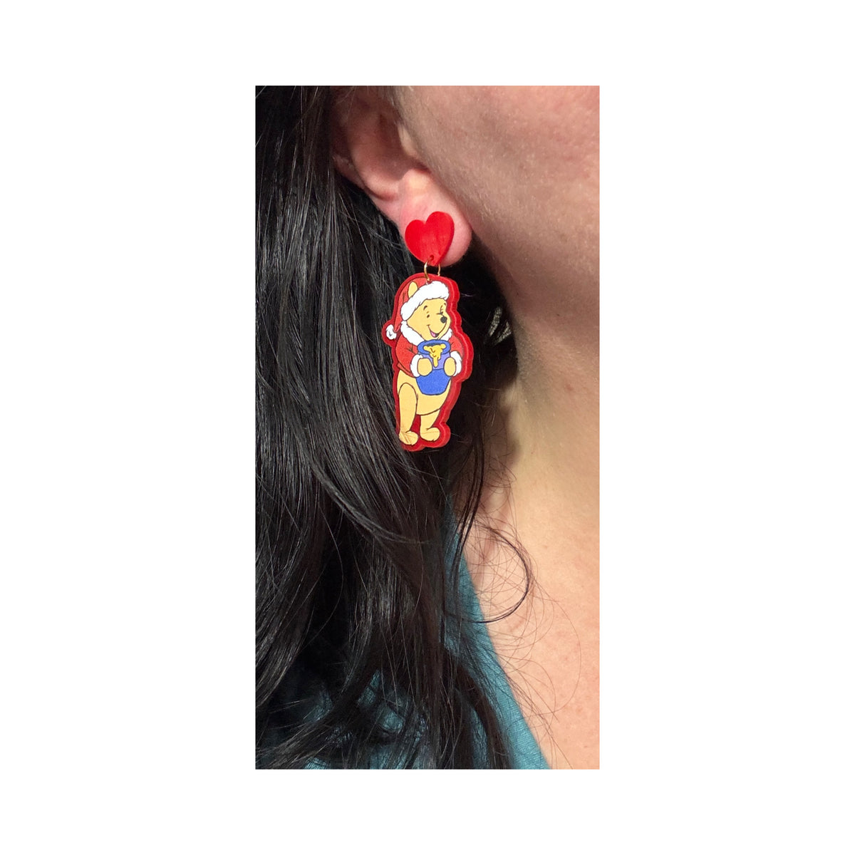 Santa Pooh Drop Earrings