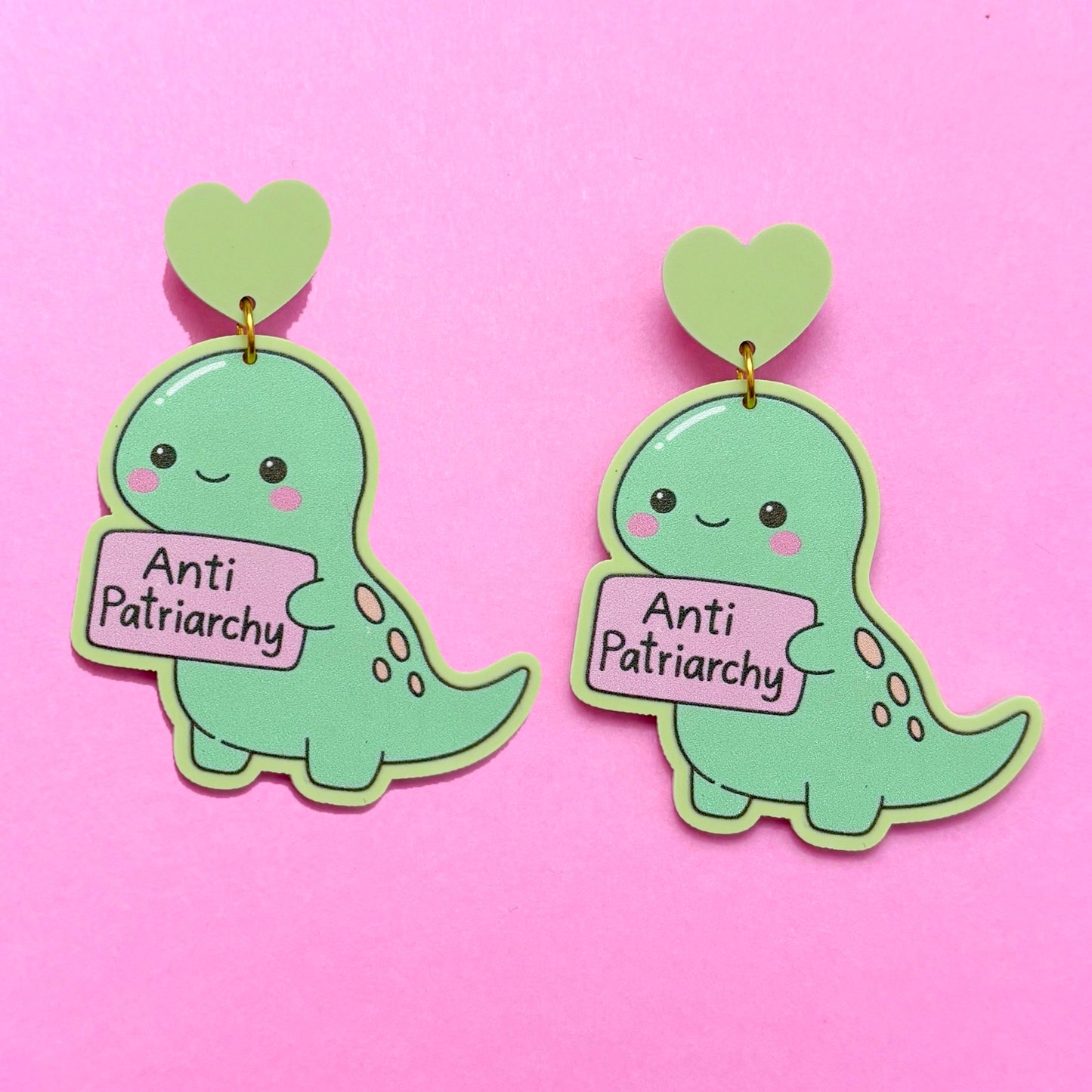 Anti-Patriarchy Dino Drop Earrings