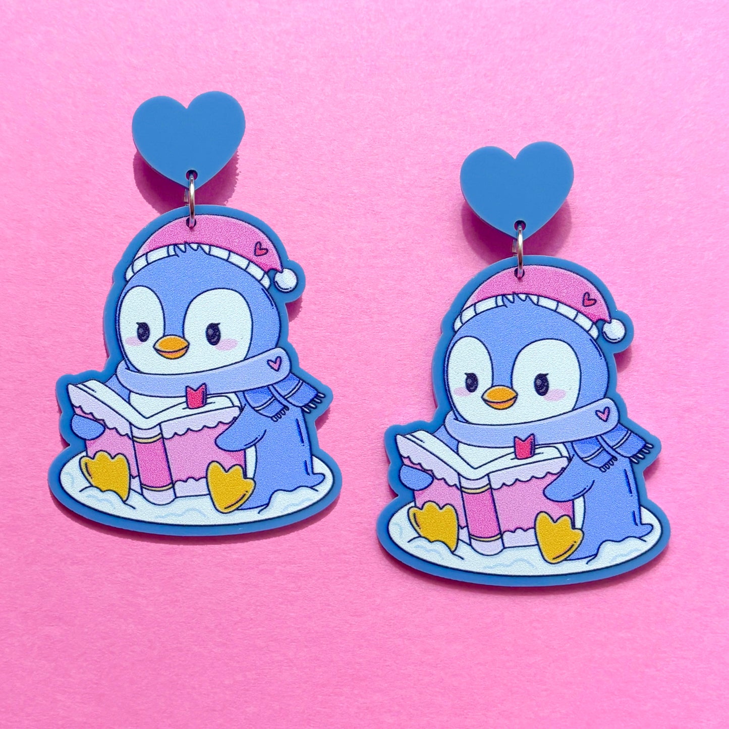 Bookish Winter Penguin Drop Earrings