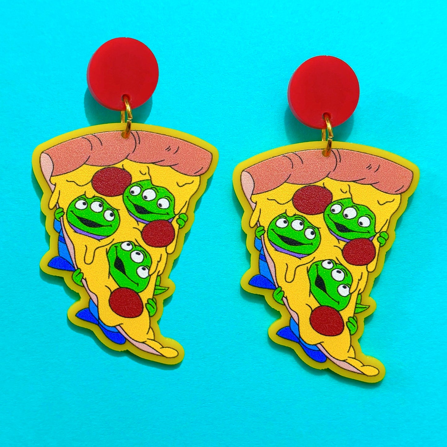 Alien Pizza Drop Earrings
