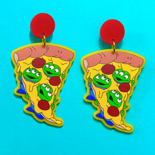 Alien Pizza Drop Earrings