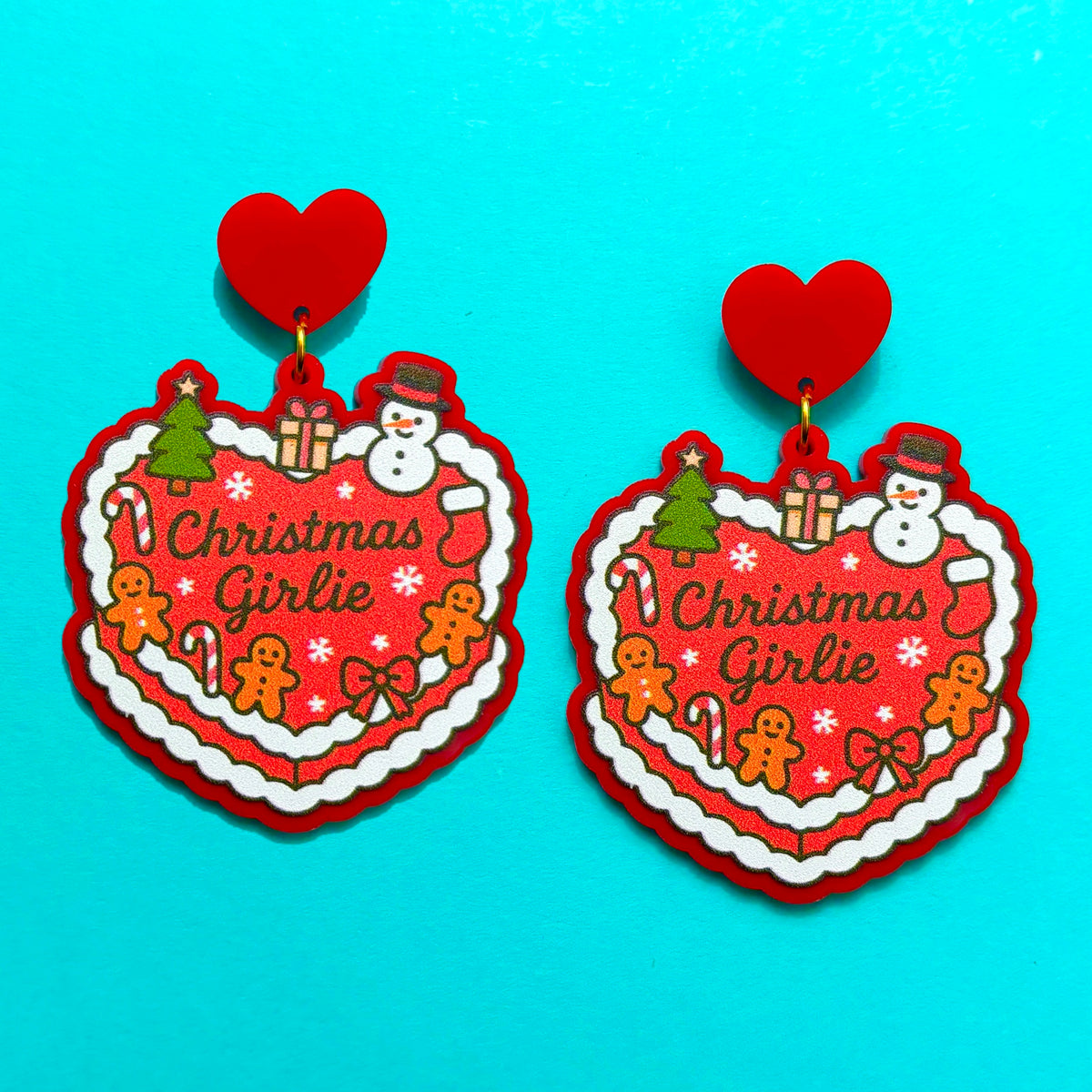 Christmas Girlie Cake Drop Earrings