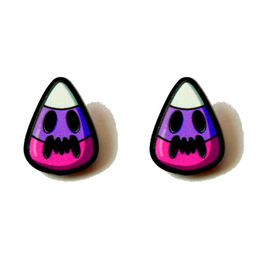 Pink Spooky Candy Corn Post Earrings