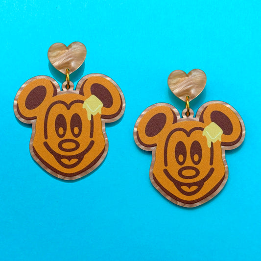 Mouse Waffle Sparkle Drop Earrings