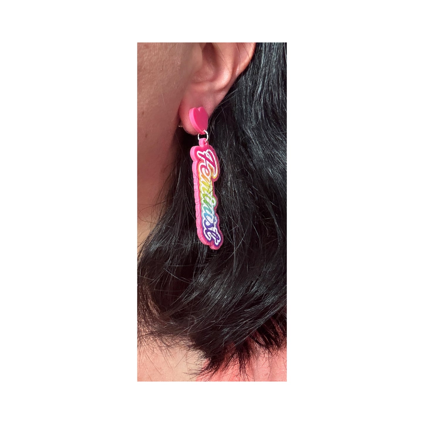 90s Neon Feminist Drop Earrings