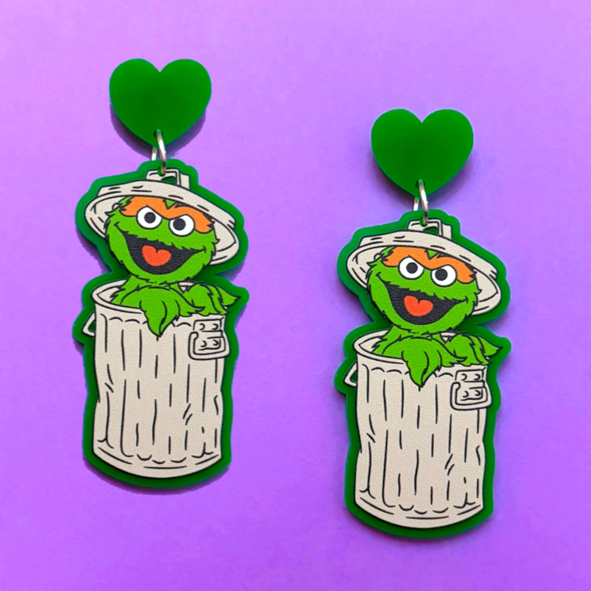 Trash Can Grouch Drop Earrings