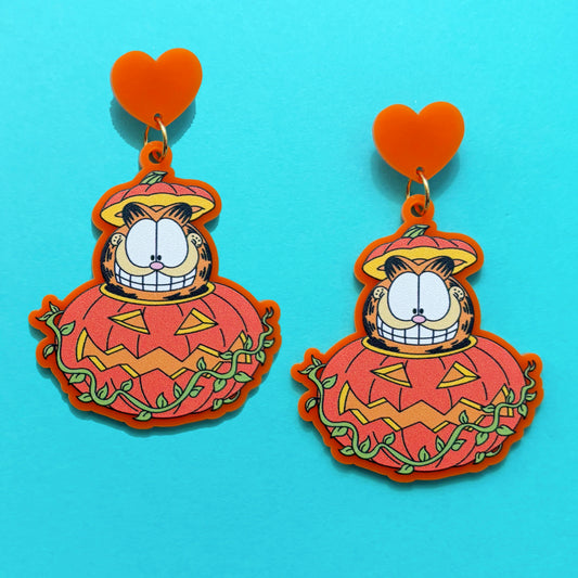 Pumpkin Fat Cat Drop Earrings