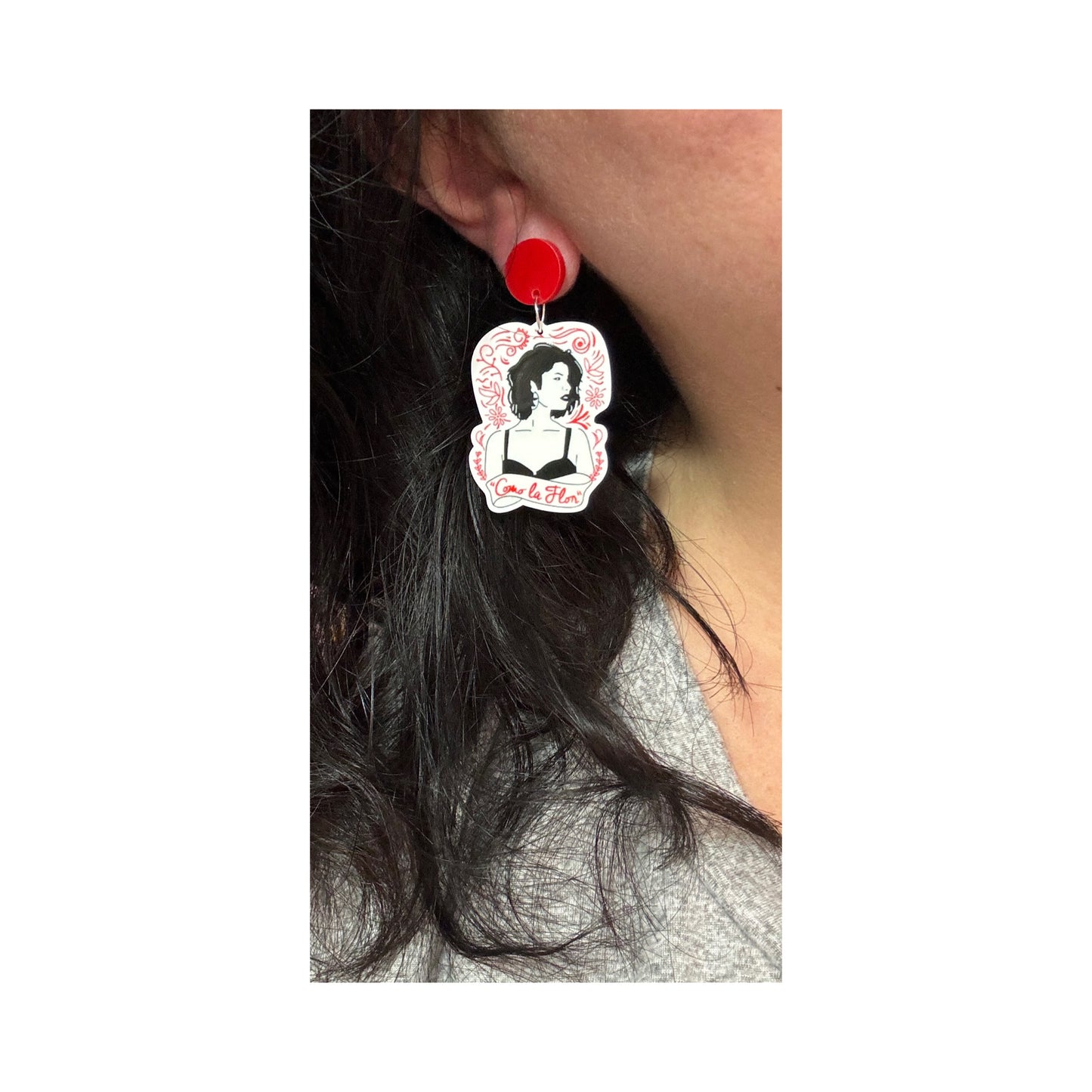 Selena Como La Flor Acrylic Drop Earrings