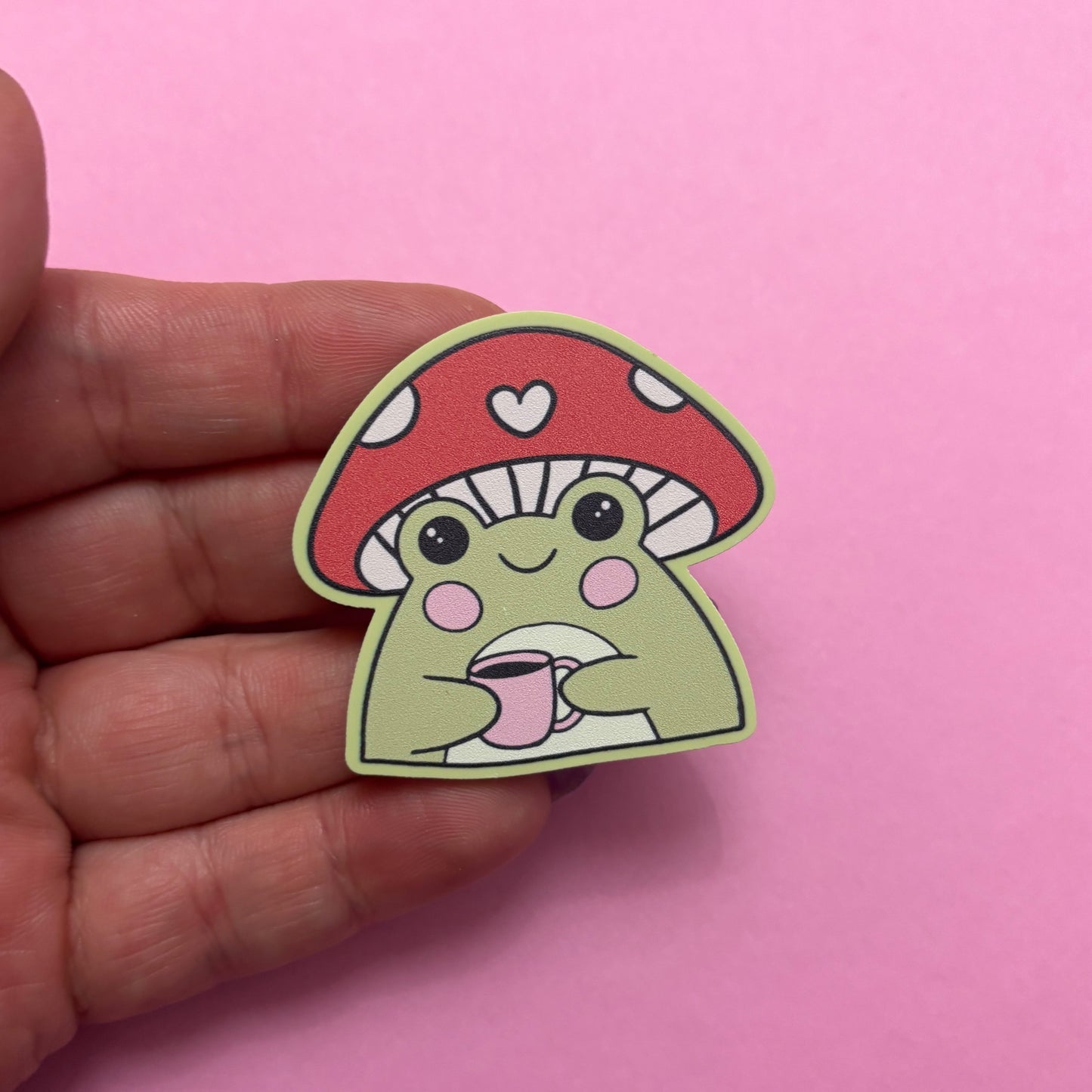 Mushroom Coffee Frog Pin