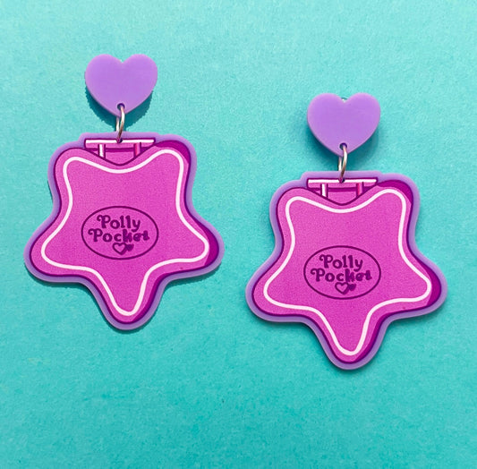 Purple Star Pocket Drop Earrings