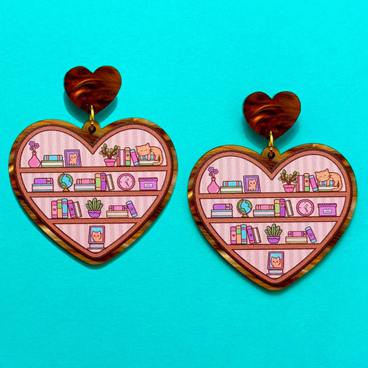 Heart Bookshelf Drop Earrings