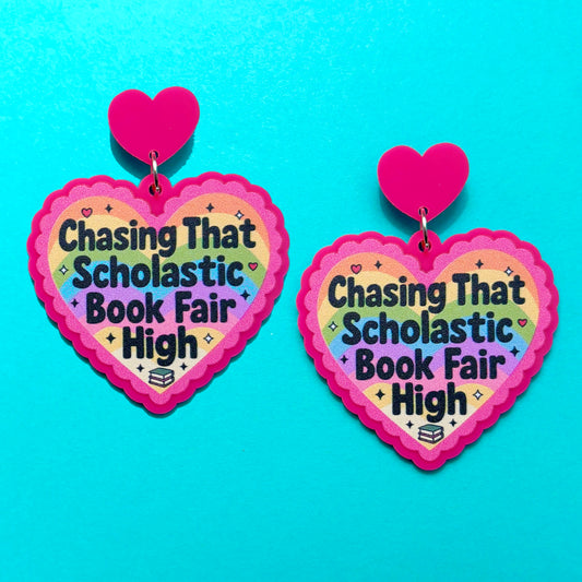 Book Fair Heart Drop Earrings