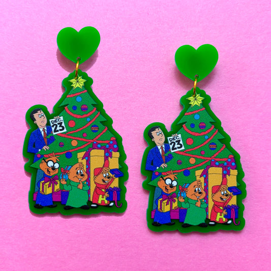Chipmunk Christmas Drop Earrings