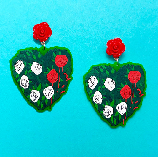 Paint The Roses Red Drop Earrings