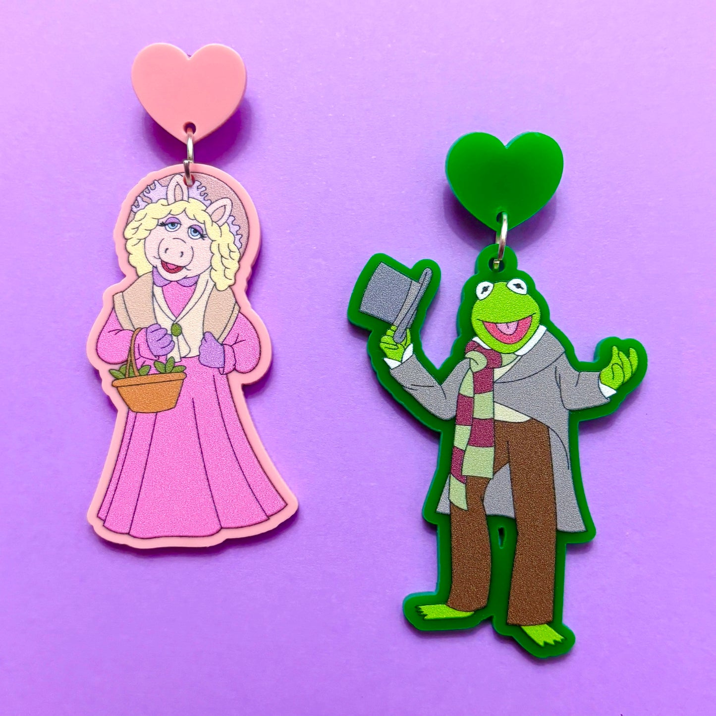 Kermie & Piggy Cratchit Drop Earrings