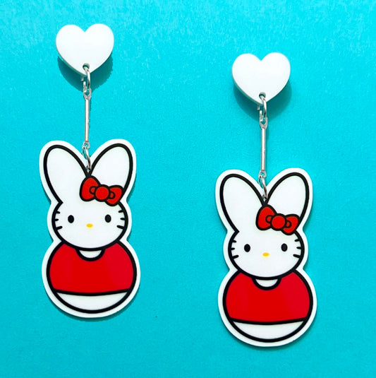 Kitty Bunny Peep Drop Earrings