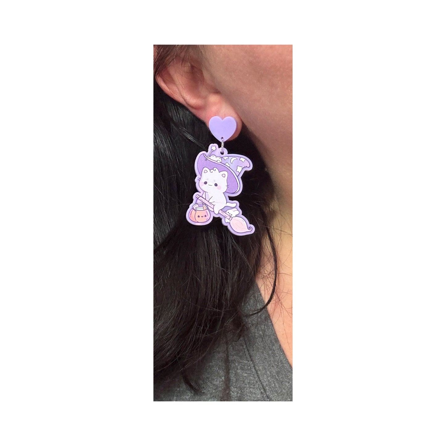 Pastel Witchy Kitty Drop Earrings