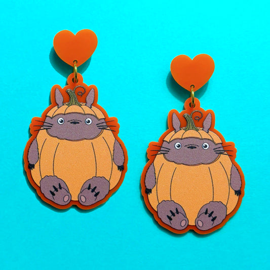 Pumpkin Totoro Drop Earrings