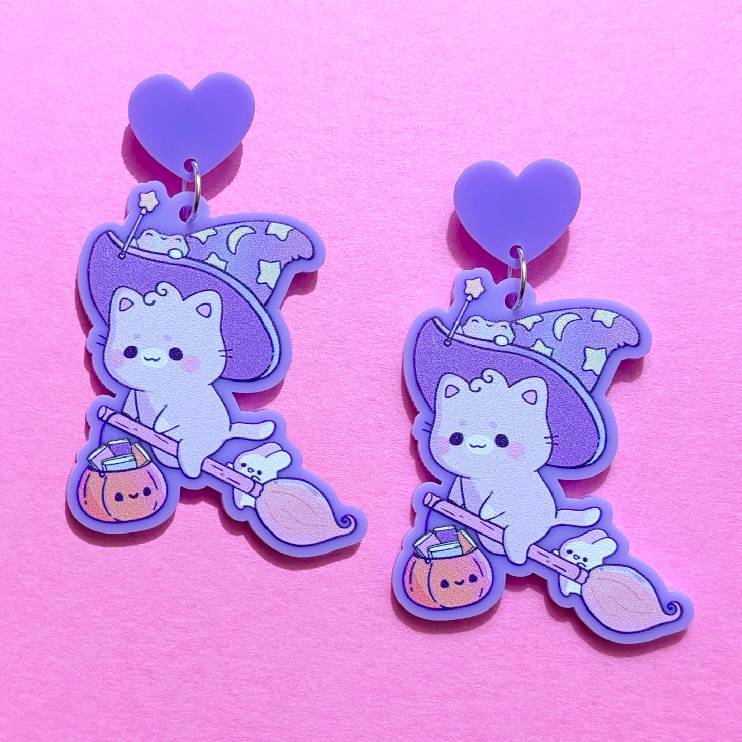Pastel Witchy Kitty Drop Earrings