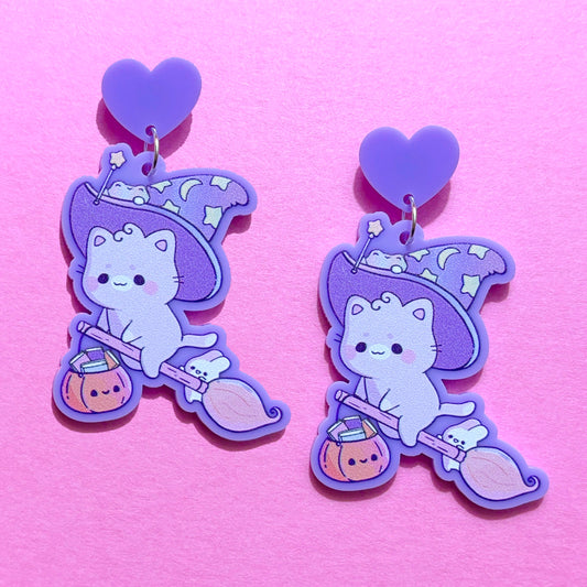 Pastel Witchy Kitty Drop Earrings