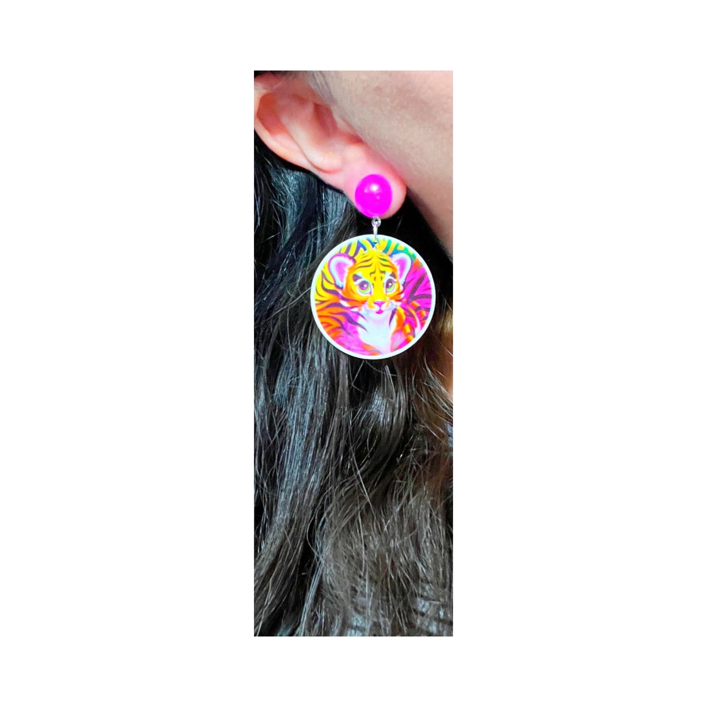 90s Neon Leopard Drop Earrings