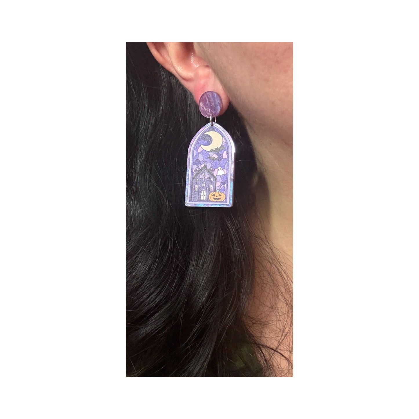 Spooky Stained Glass Window Drop Earrings