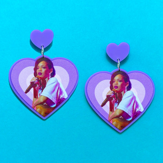 Rihanna Heart Drop Earrings