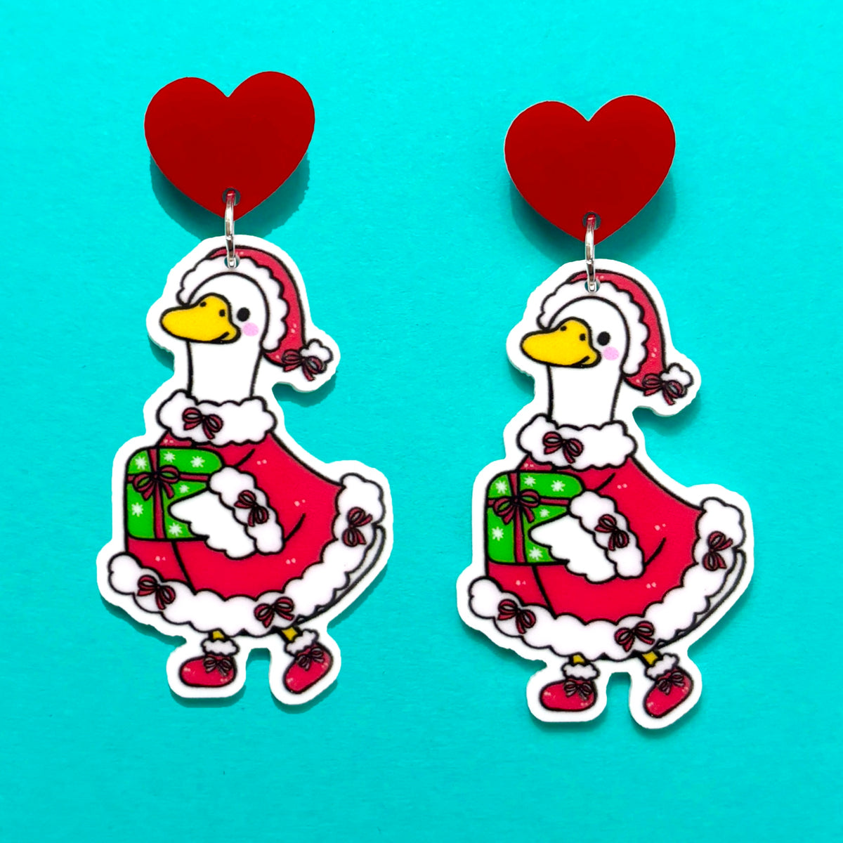 Santa Silly Goose Drop Earrings