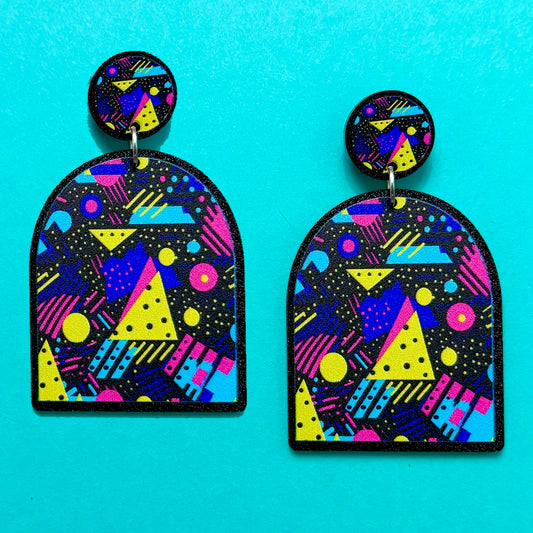 Neon Print Arch Drop Earrings