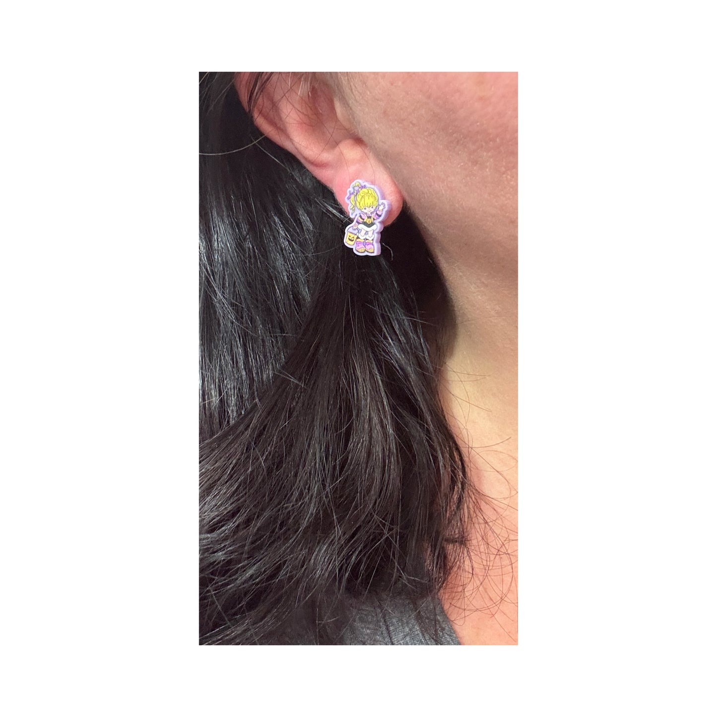 Spooky Rainbow Girl Post Earrings