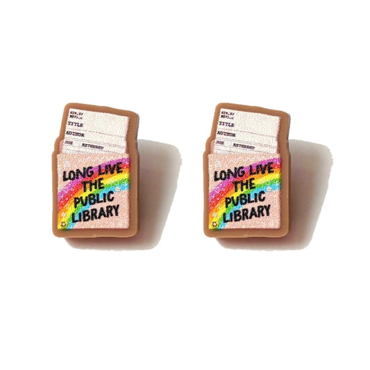 Long Live The Public Library Post Earrings