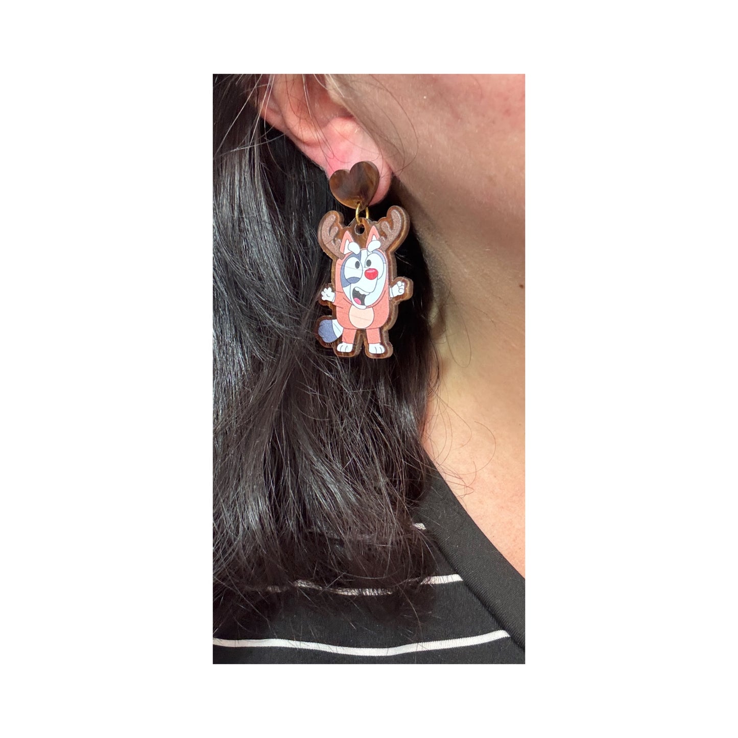 Reindeer Muffin Drop Earrings