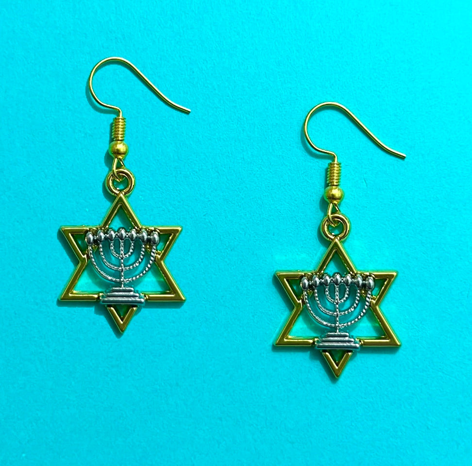 Dainty Enamel Hanukkah Earrings