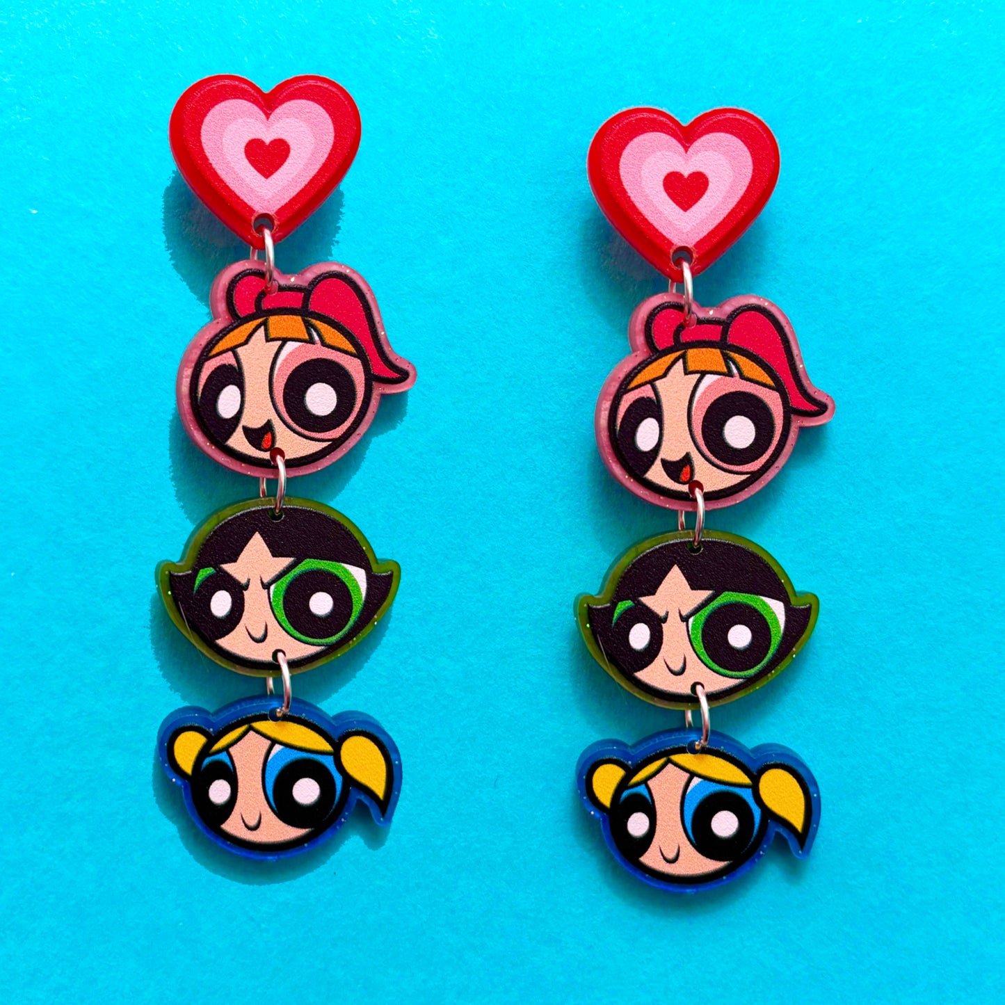 Y2K Superhero Girlies Tiered Drop Earrings