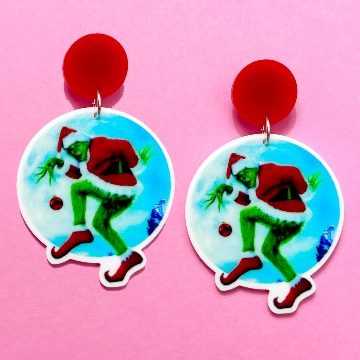2000s Grinch Moon Drop Earrings